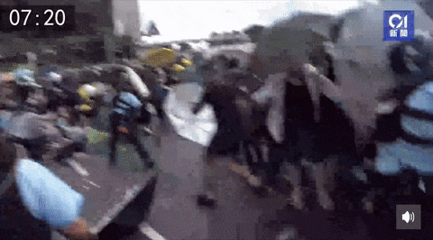 Police vent their anger on beating the retreating and falling protesters