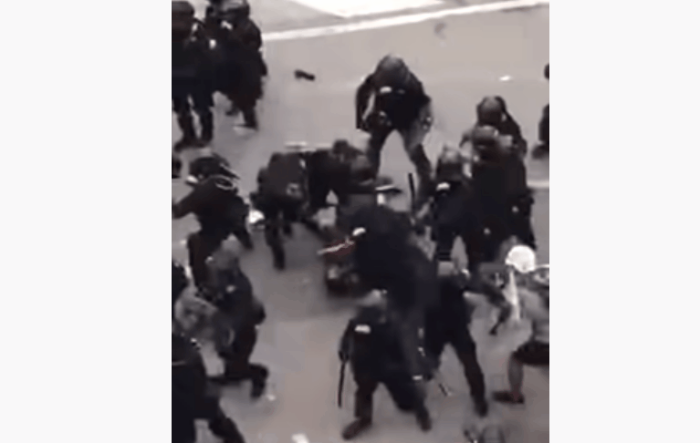 Raptor (Special Tactical Squad) Gang Up and Beat Fallen Demonstrator