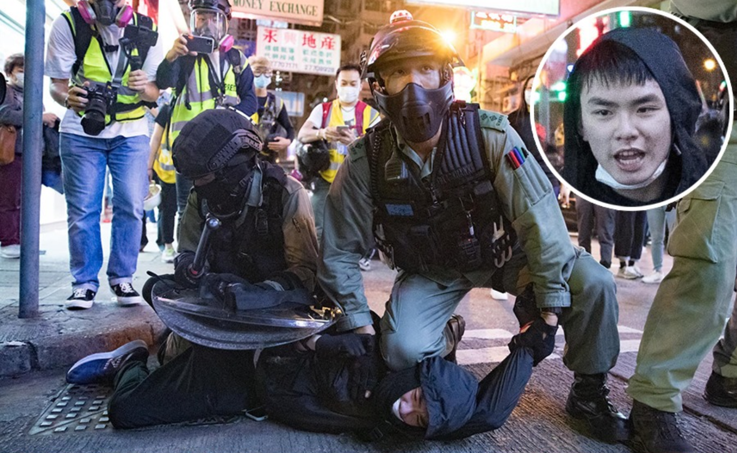 Intentionally twists protester’s joints, kneels on arrestee’s head