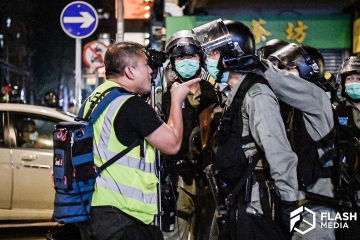 Riot Police described journalist from the Stand News as “cockroach” and intentionally pepper-sprayed him