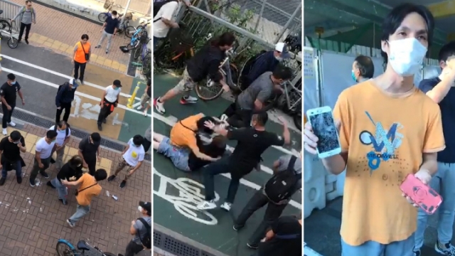 Blue ribbon fanatics who support Article 23 assaulting dissenting passers-by whose cell phones were thrown and damaged and yet no one was arrested