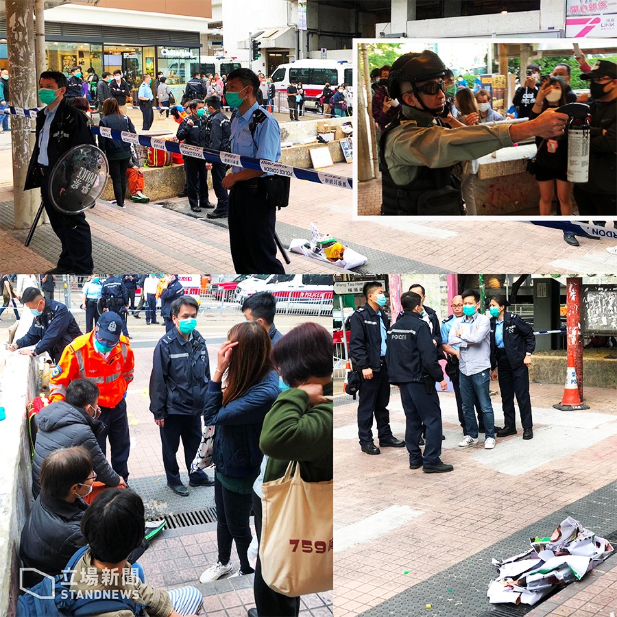 Citizens distributes sanitizing alcohol in Lok Fu, police wreaks havoc