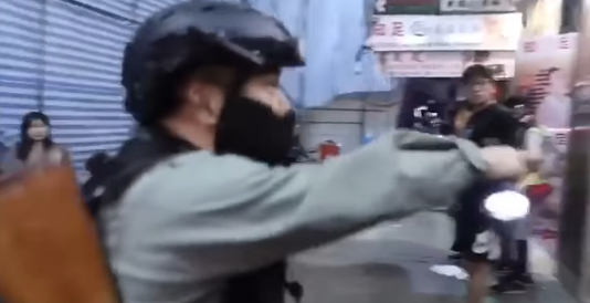 Pepper spraying on unarmed people in the downtown area