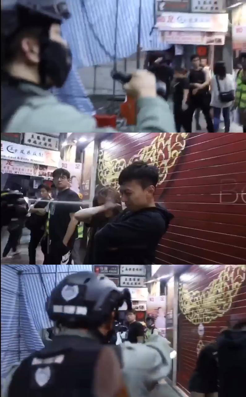 Pepper spraying on unarmed people in the downtown area