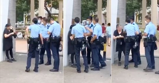 婦人因冇戴口罩遭警噴椒 失控警狂躁喝罵